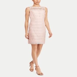 Ralph Lauren English Rose Pink Sleeveless Dress Size 0 lace mesh